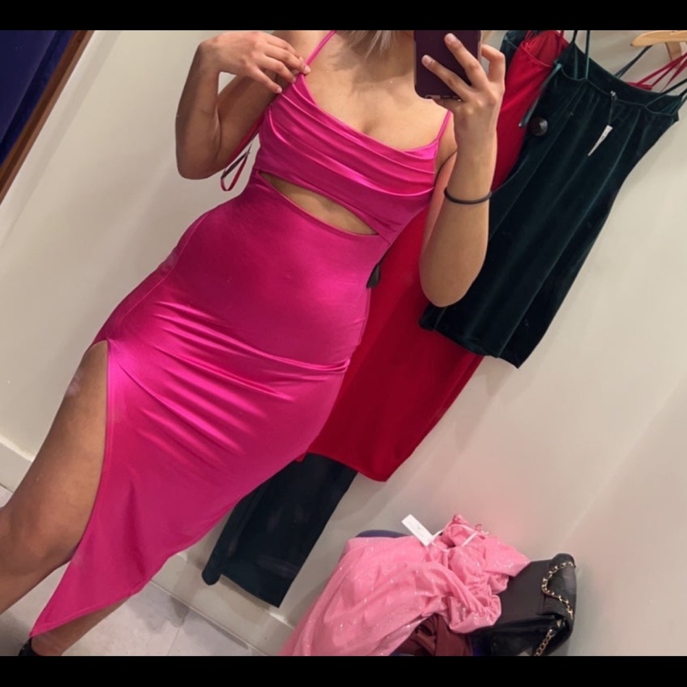 Vibrant Pink Cutout Dress
